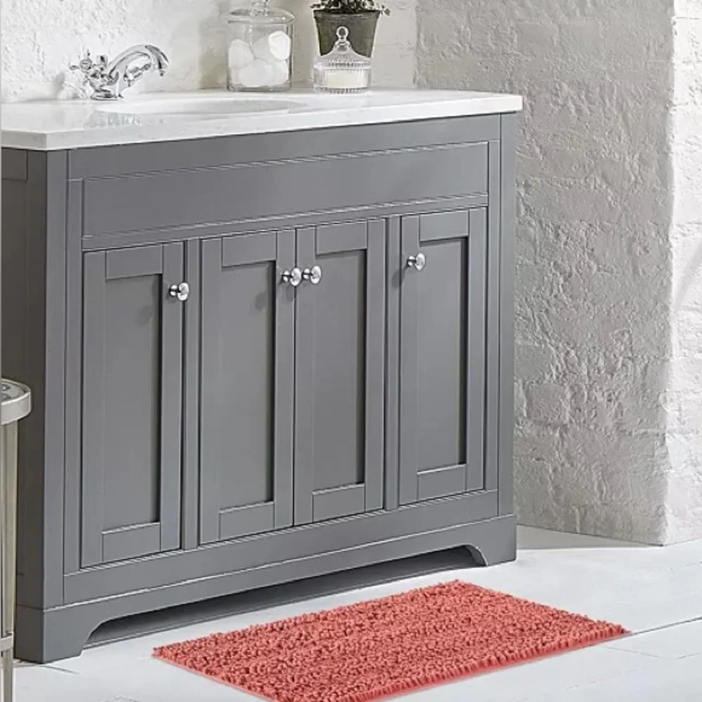 Laura Ashley Astor Chenille Bath Mat 17x24 Soft Plush Bathroom Rug Coral new